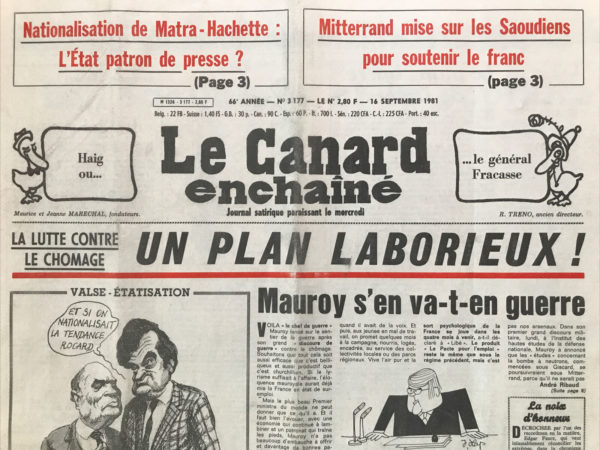 N° 3177 du Canard Enchaîné -  16 Septembre 1981