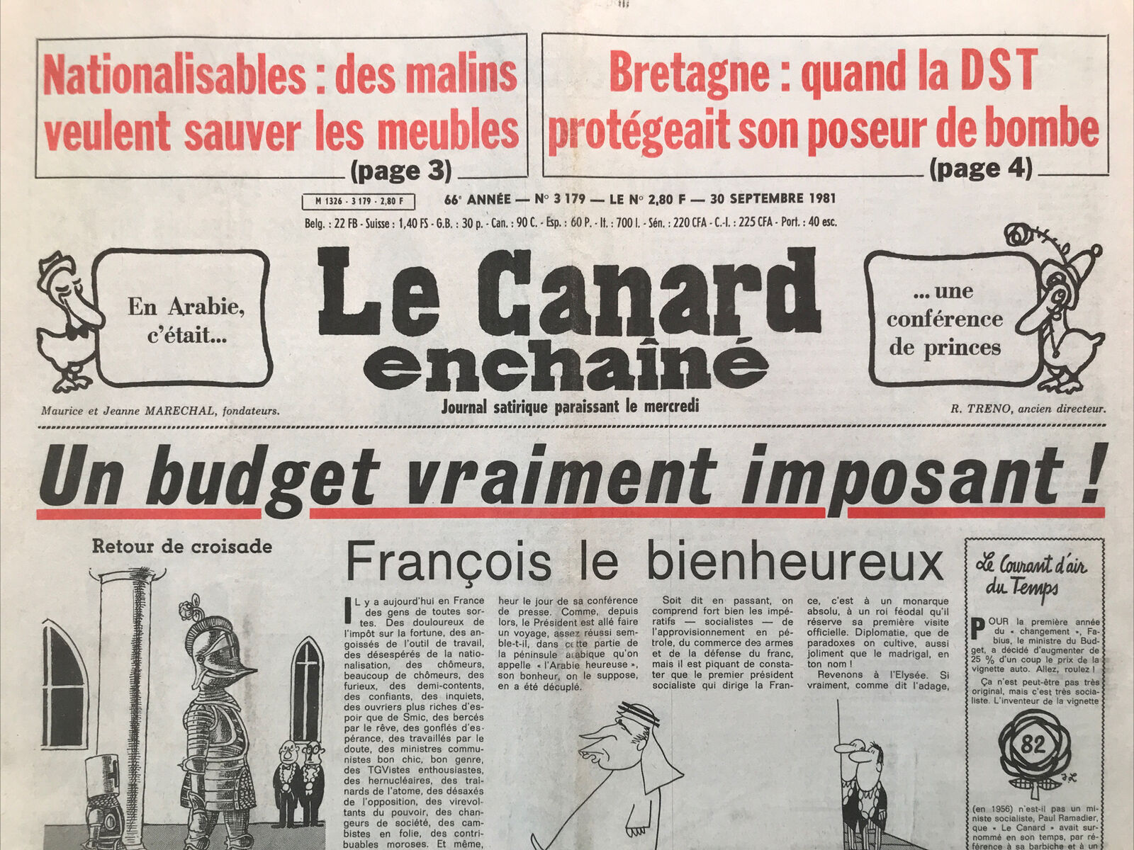 Couac ! | Acheter un Canard | Vente d'Anciens Journaux du Canard Enchaîné. Des Journaux Satiriques de Collection, Historiques & Authentiques de 1916 à 2004 ! | 3179