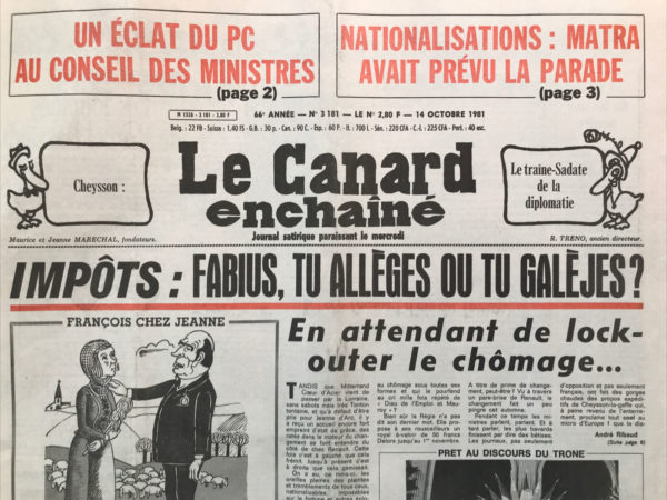 N° 3181 du Canard Enchaîné -  14 Octobre 1981