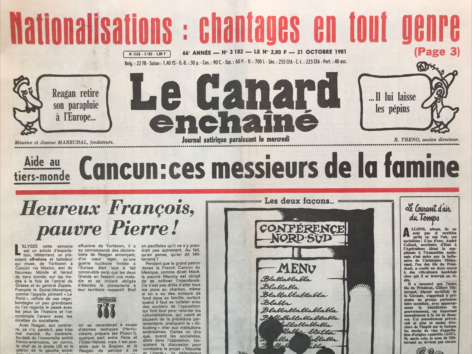 Couac ! | Acheter un Canard | Vente d'Anciens Journaux du Canard Enchaîné. Des Journaux Satiriques de Collection, Historiques & Authentiques de 1916 à 2004 ! | 3182