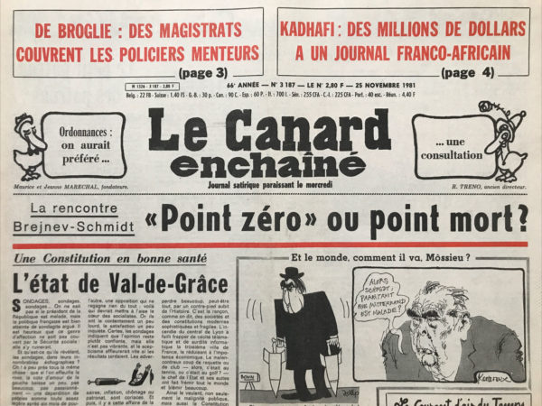 N° 3187 du Canard Enchaîné -  25 Novembre 1981