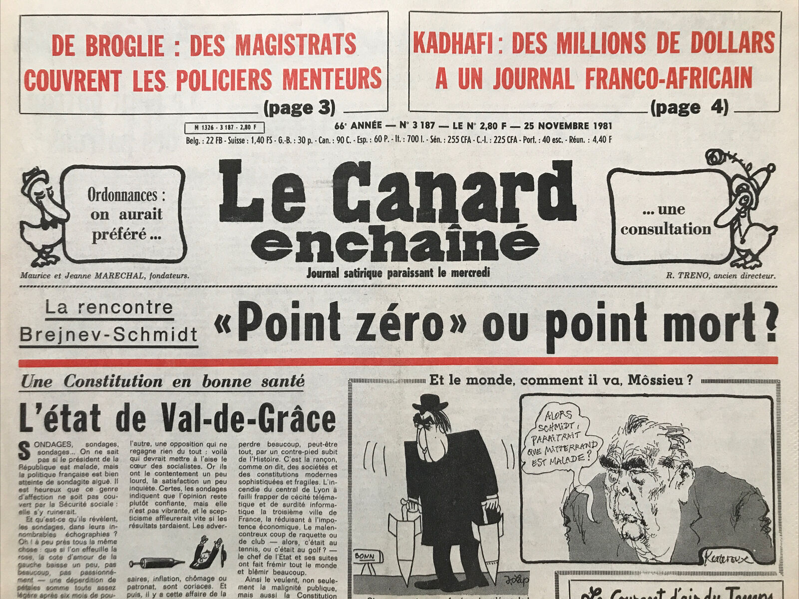 Couac ! | Acheter un Canard | Vente d'Anciens Journaux du Canard Enchaîné. Des Journaux Satiriques de Collection, Historiques & Authentiques de 1916 à 2004 ! | 3187