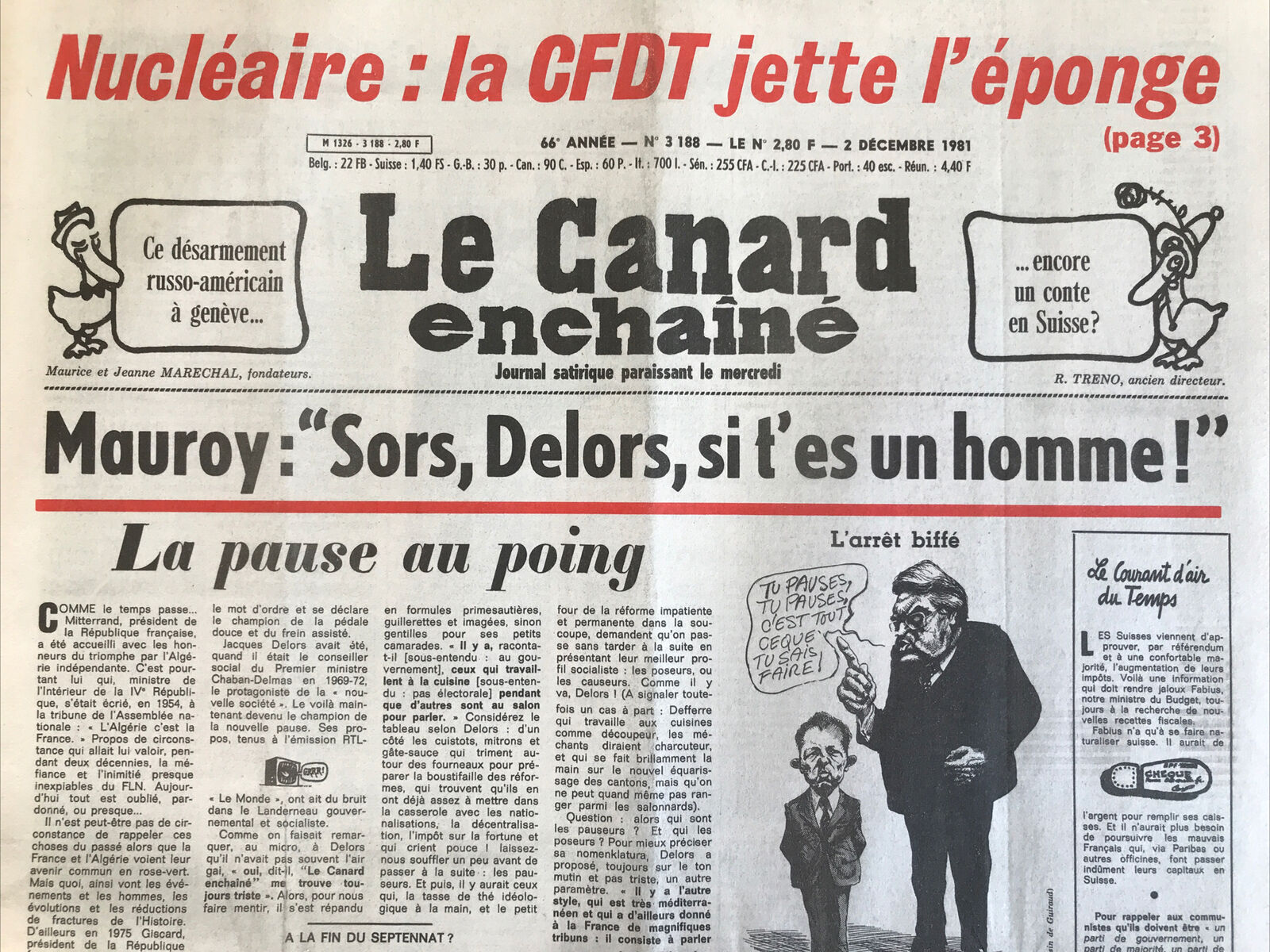 Couac ! | Acheter un Canard | Vente d'Anciens Journaux du Canard Enchaîné. Des Journaux Satiriques de Collection, Historiques & Authentiques de 1916 à 2004 ! | 3188
