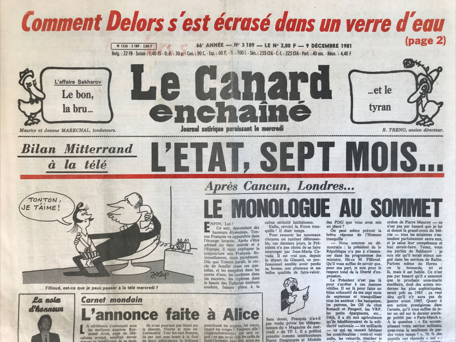 Couac ! | Acheter un Canard | Vente d'Anciens Journaux du Canard Enchaîné. Des Journaux Satiriques de Collection, Historiques & Authentiques de 1916 à 2004 ! | 3189