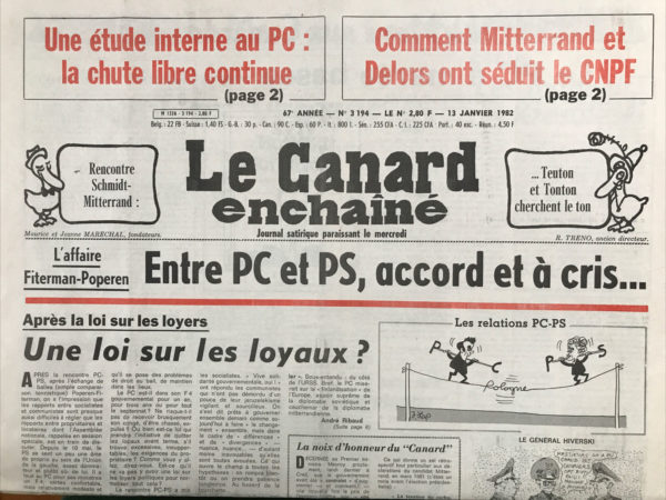 N° 3194 du Canard Enchaîné -  13 Janvier 1982