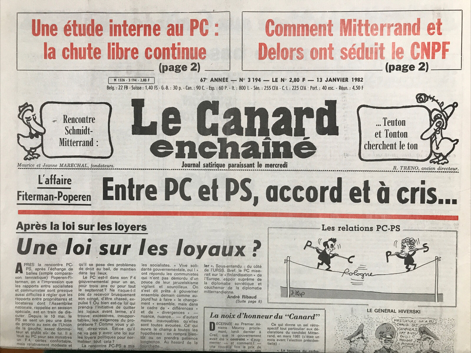 Couac ! | Acheter un Canard | Vente d'Anciens Journaux du Canard Enchaîné. Des Journaux Satiriques de Collection, Historiques & Authentiques de 1916 à 2004 ! | 3194