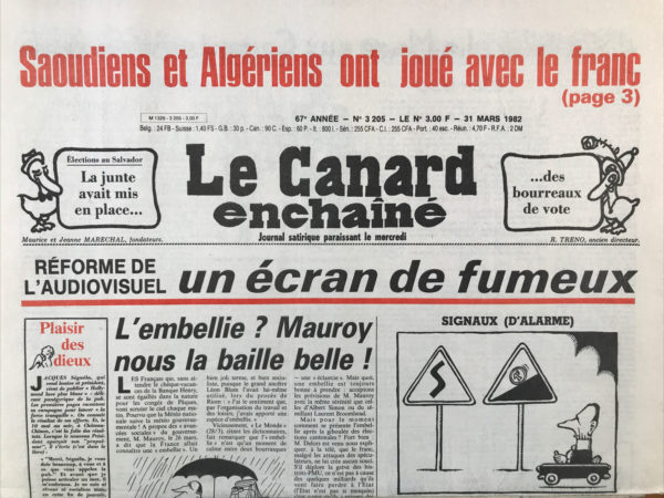 N° 3205 du Canard Enchaîné -  31 Mars 1982