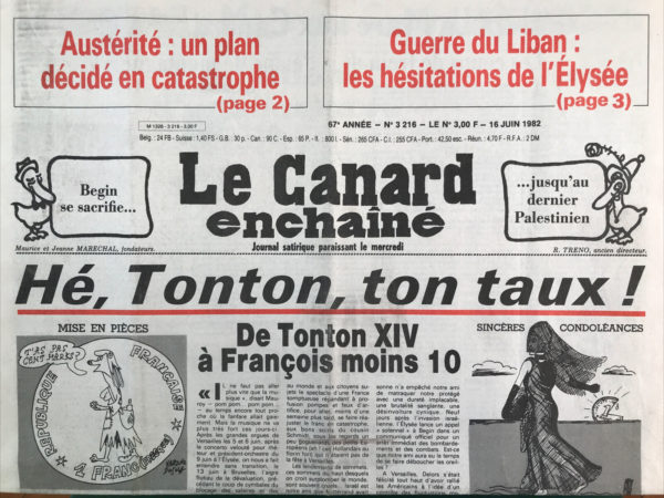 N° 3216 du Canard Enchaîné -  16 Juin 1982