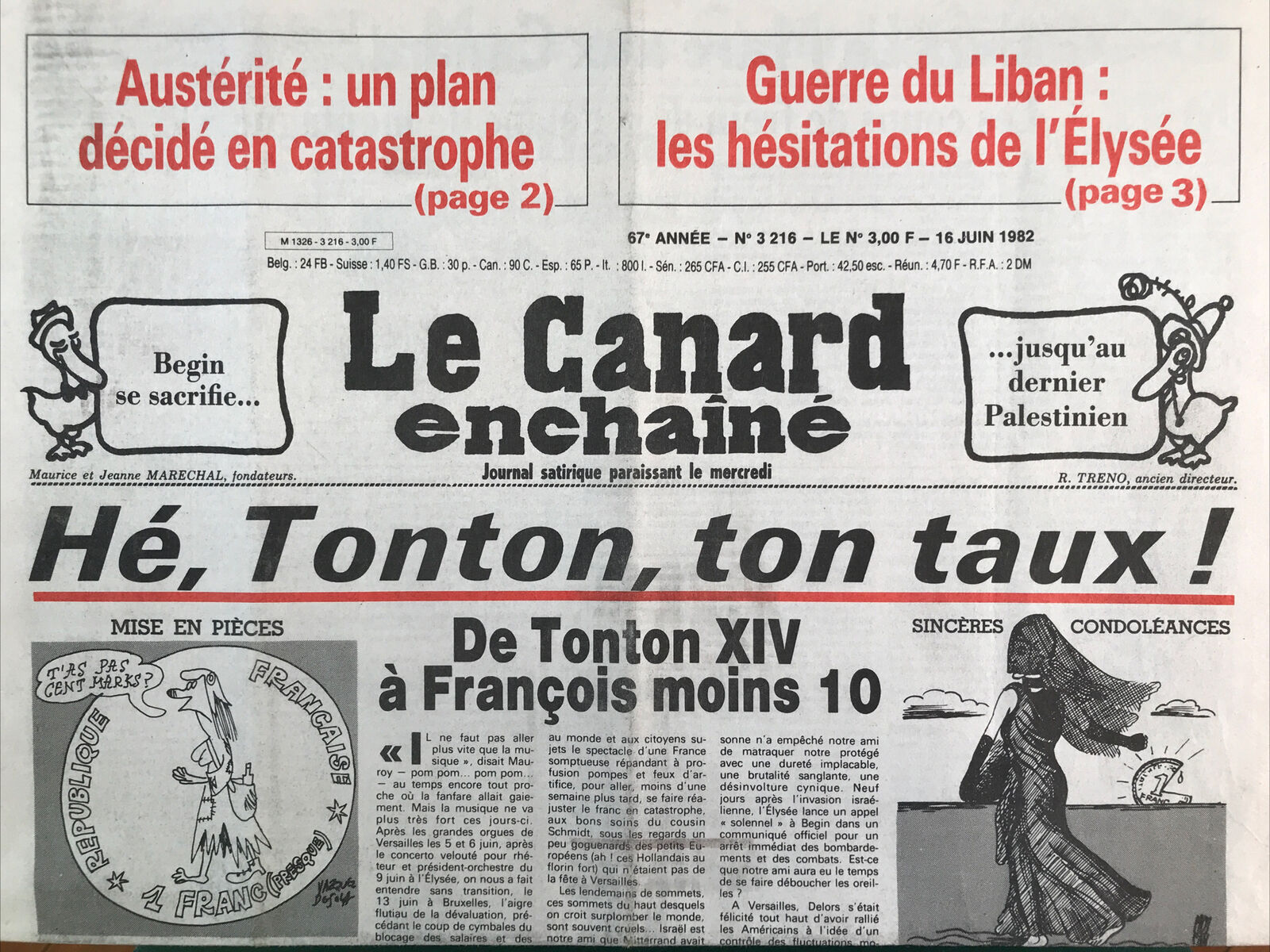 Couac ! | Acheter un Canard | Vente d'Anciens Journaux du Canard Enchaîné. Des Journaux Satiriques de Collection, Historiques & Authentiques de 1916 à 2004 ! | 3216