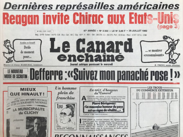 N° 3222 du Canard Enchaîné -  28 Juillet 1982