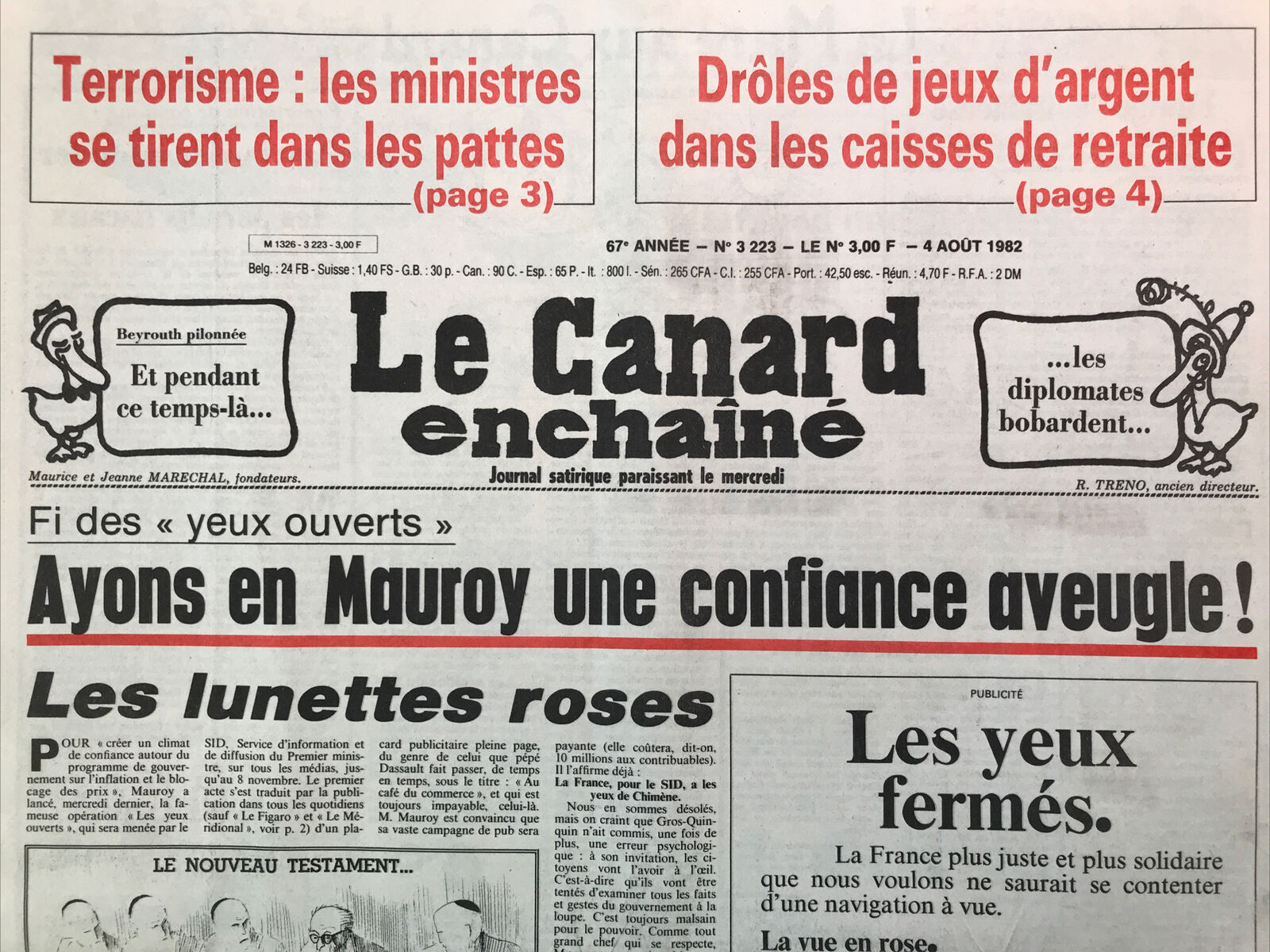 Couac ! | Acheter un Canard | Vente d'Anciens Journaux du Canard Enchaîné. Des Journaux Satiriques de Collection, Historiques & Authentiques de 1916 à 2004 ! | 3223