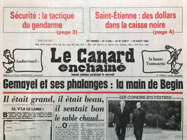 N° 3226 du Canard Enchaîné -  25 Août 1982