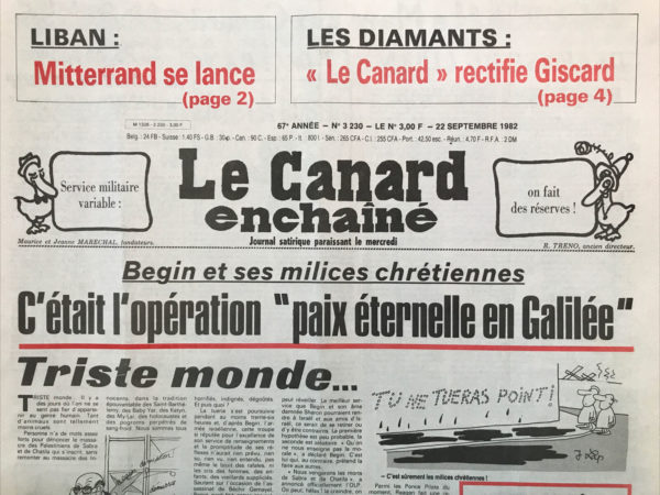 N° 3230 du Canard Enchaîné -  22 Septembre 1982