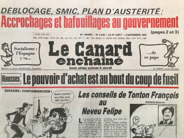 N° 3236 du Canard Enchaîné -  3 Novembre 1982