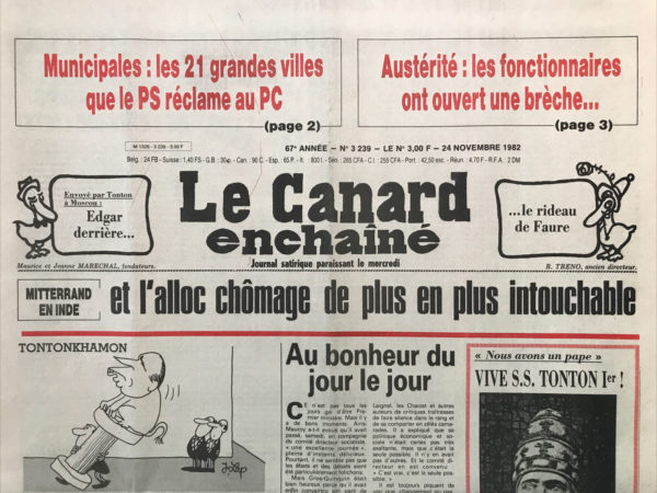 N° 3239 du Canard Enchaîné -  24 Novembre 1982