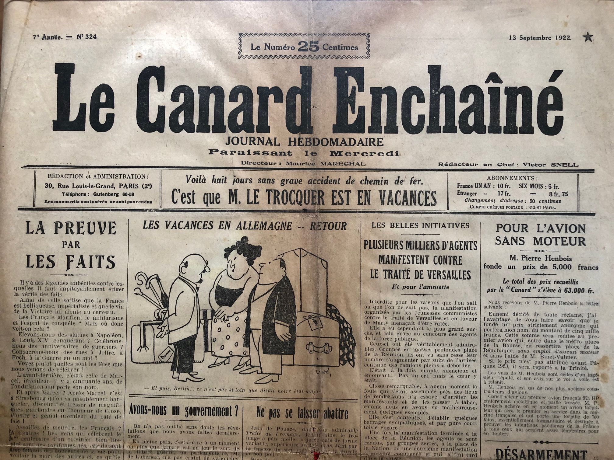 Couac ! | Acheter un Canard | Vente d'Anciens Journaux du Canard Enchaîné. Des Journaux Satiriques de Collection, Historiques & Authentiques de 1916 à 2004 ! | 324
