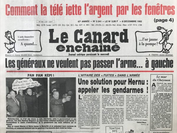 N° 3241 du Canard Enchaîné -  8 Décembre 1982