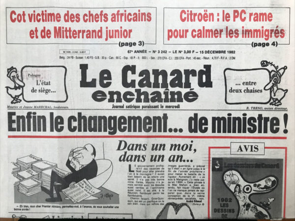 N° 3242 du Canard Enchaîné -  15 Décembre 1982