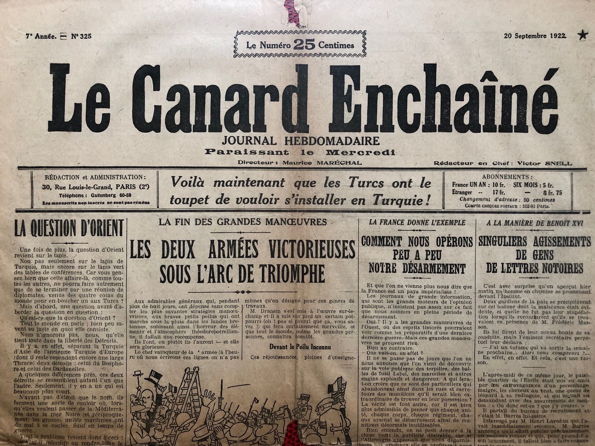 Couac ! | Acheter un Canard | Vente d'Anciens Journaux du Canard Enchaîné. Des Journaux Satiriques de Collection, Historiques & Authentiques de 1916 à 2004 ! | 325