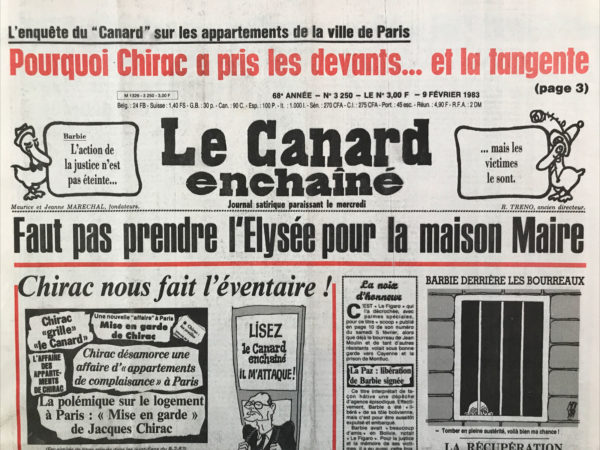 N° 3250 du Canard Enchaîné -  9 Février 1983