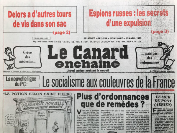 N° 3259 du Canard Enchaîné -  13 Avril 1983