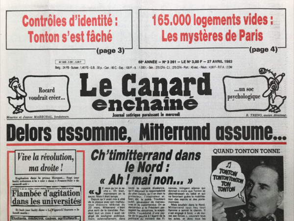 N° 3261 du Canard Enchaîné -  27 Avril 1983