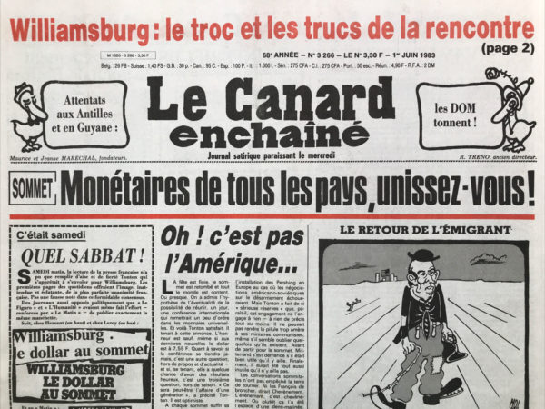 N° 3266 du Canard Enchaîné -  1 Juin 1983