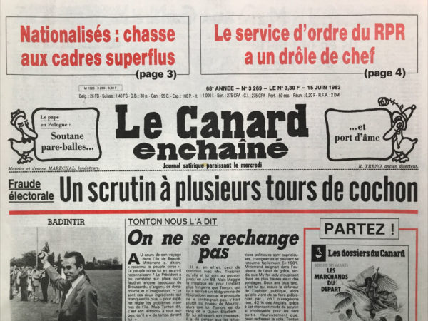 N° 3268 du Canard Enchaîné -  15 Juin 1983
