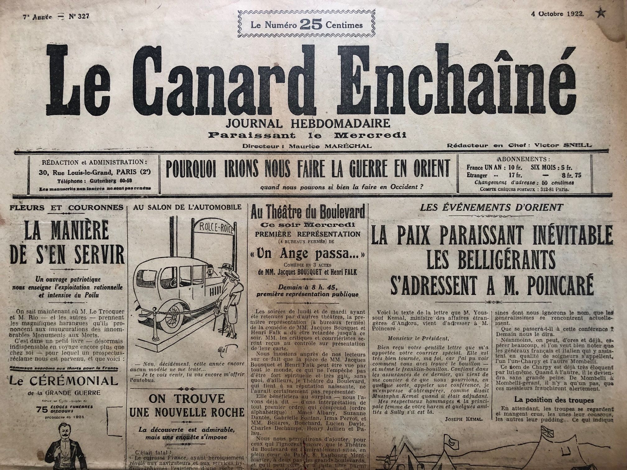 Couac ! | Acheter un Canard | Vente d'Anciens Journaux du Canard Enchaîné. Des Journaux Satiriques de Collection, Historiques & Authentiques de 1916 à 2004 ! | 327