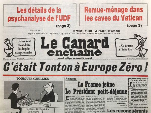 N° 3270 du Canard Enchaîné -  29 Juin 1983