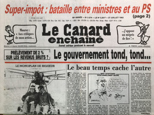 N° 3274 du Canard Enchaîné -  27 Juillet 1983