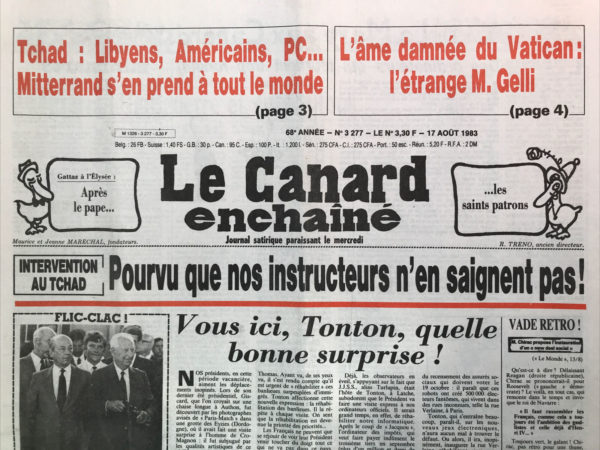 N° 3277 du Canard Enchaîné -  17 Août 1983