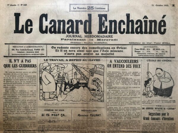 N° 328 du Canard Enchaîné -  11 Octobre 1922