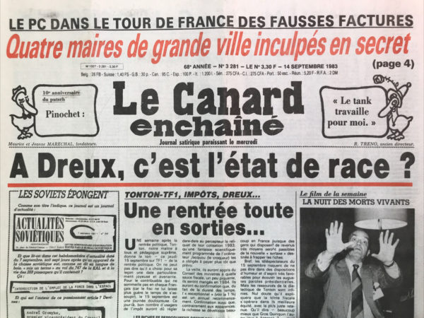 N° 3281 du Canard Enchaîné -  14 Septembre 1983