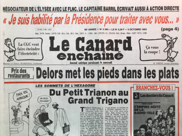 N° 3284 du Canard Enchaîné -  5 Octobre 1983