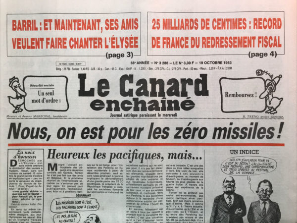 N° 3286 du Canard Enchaîné -  19 Octobre 1983