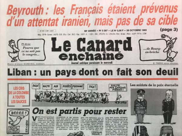 N° 3287 du Canard Enchaîné -  26 Octobre 1983