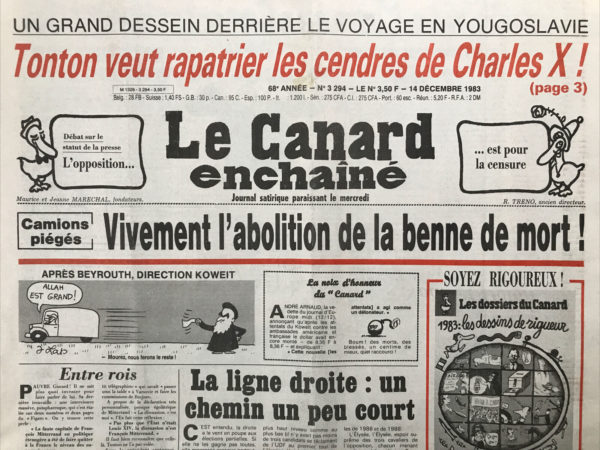 N° 3294 du Canard Enchaîné -  14 Décembre 1983