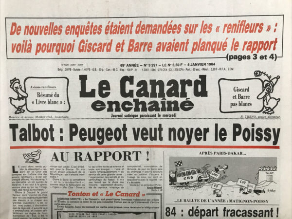 N° 3297 du Canard Enchaîné -  4 Janvier 1984