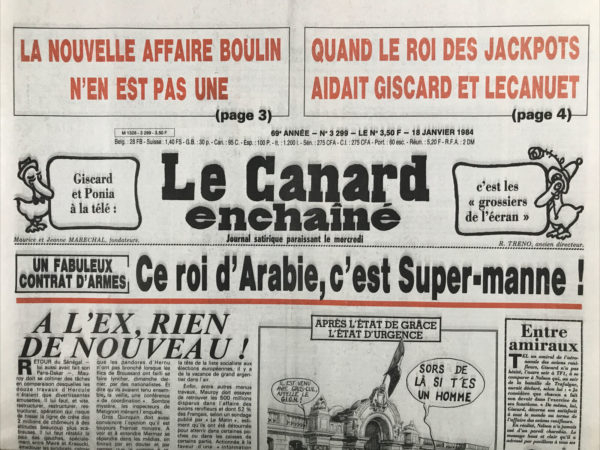 N° 3299 du Canard Enchaîné -  18 Janvier 1984