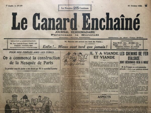 N° 330 du Canard Enchaîné -  25 Octobre 1922