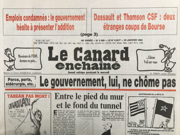 N° 3300 du Canard Enchaîné -  25 Janvier 1984