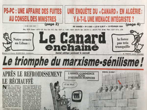 N° 3303 du Canard Enchaîné -  15 Février 1984