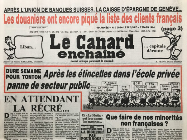 N° 3306 du Canard Enchaîné -  7 Mars 1984