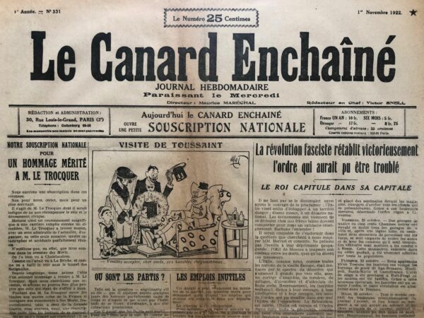 N° 331 du Canard Enchaîné -  1 Novembre 1922