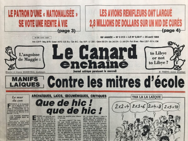 N° 3313 du Canard Enchaîné -  25 Avril 1984