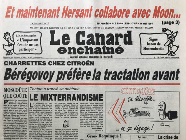 N° 3316 du Canard Enchaîné -  16 Mai 1984