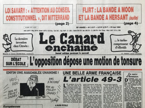 N° 3317 du Canard Enchaîné -  23 Mai 1984