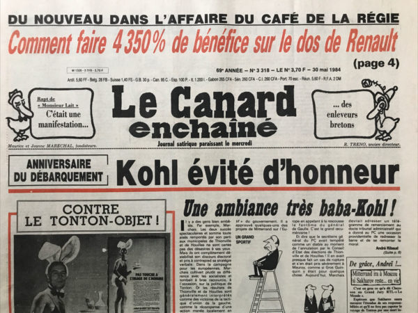 N° 3318 du Canard Enchaîné -  30 Mai 1984