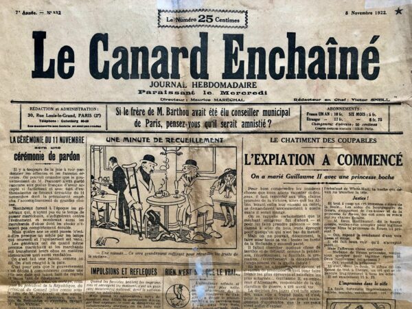 N° 332 du Canard Enchaîné -  8 Novembre 1922